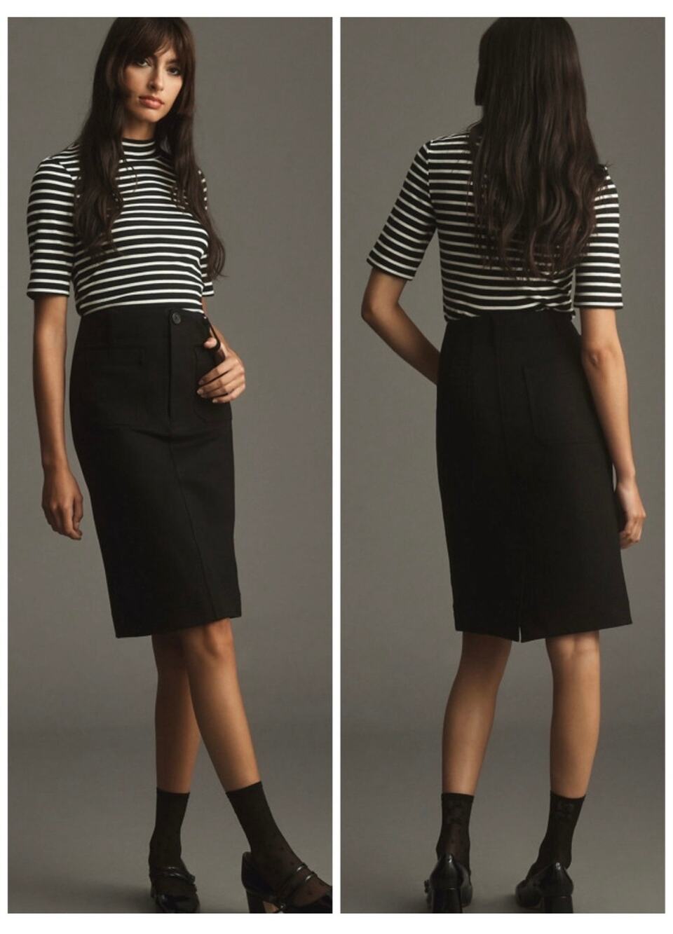 Anthropologie Maeve Colette Pencil Skirt Size XL Black Office Siren Chic Classic